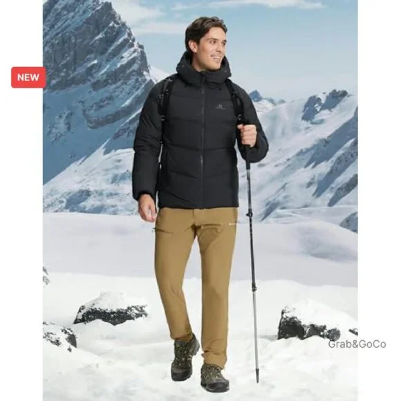 Men's Down Puffer Jacket 700 Fill Insulated Winter Coat Water-Repellent